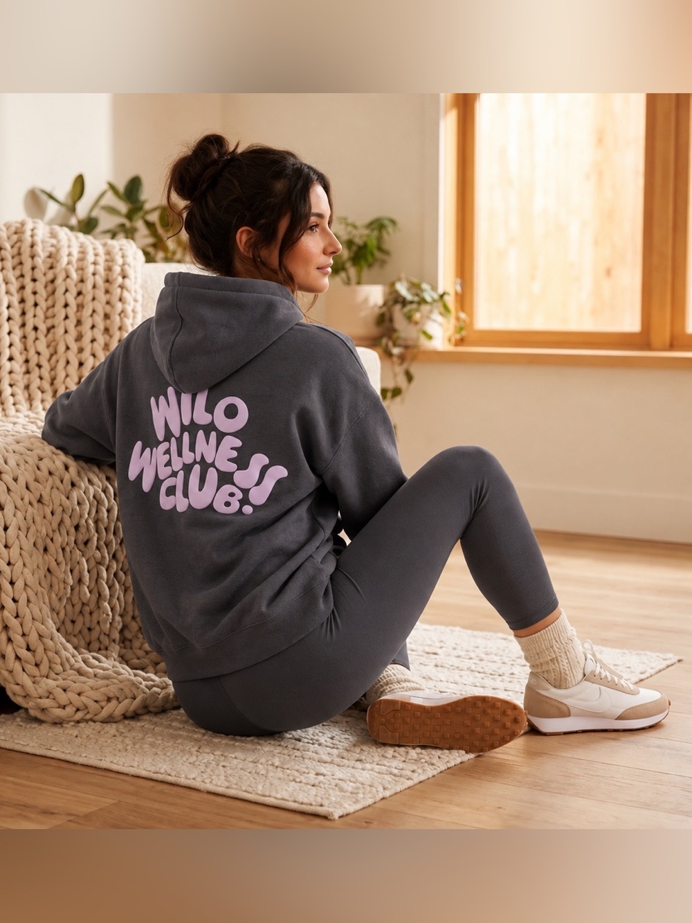 WILO The Label Wellness Club Hoodie & Leggings Set Charcoal Gray Size Small NWT